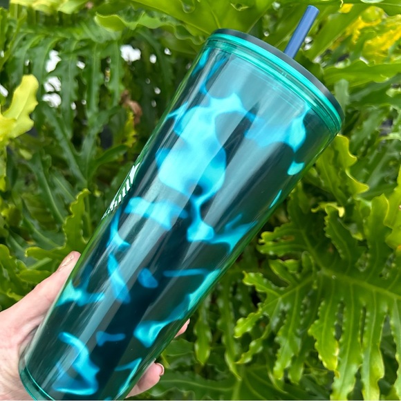 Starbucks Green Wave Cold Cup Turquoise Tumbler 24oz Venti New 2020 Animal Print - Picture 4 of 15